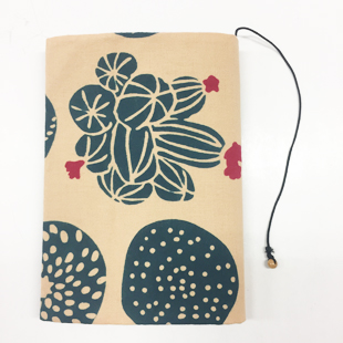 ブックカバー(文庫) plant flowers 紺緑