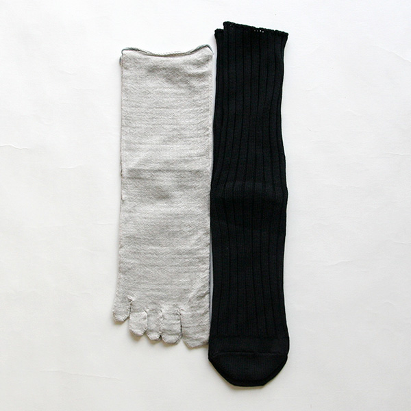 絹屋 冷えとり重ね履き靴下 2枚セット 鉄黒