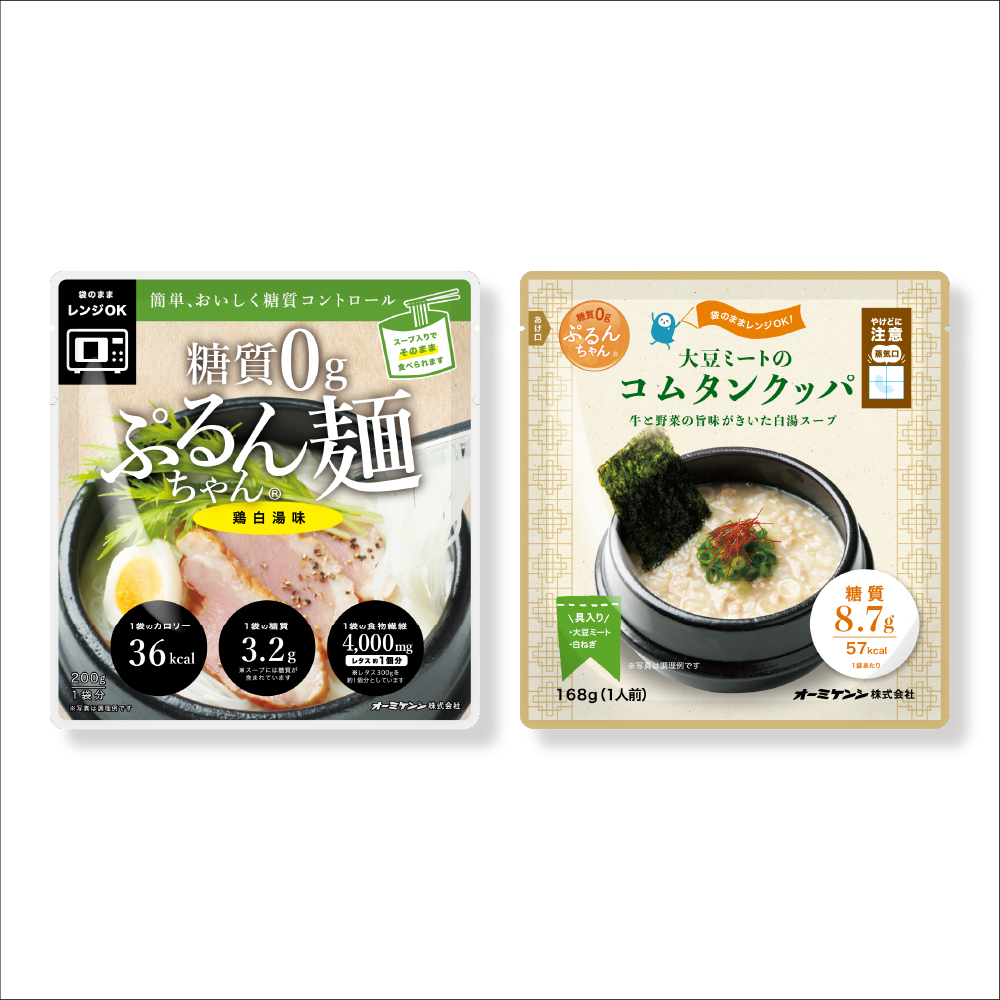 糖質0gぷるんちゃん麺と粒　鶏白湯味6袋＋コムタンクッパ6袋　計12袋